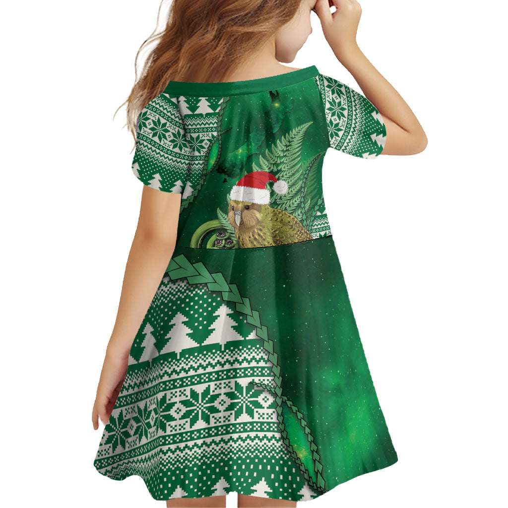 New Zealand Kakapo Christmas In July Family Matching Mermaid Dress and Hawaiian Shirt Silver Fern Santa Xmas Green Color LT22 - Polynesian Pride