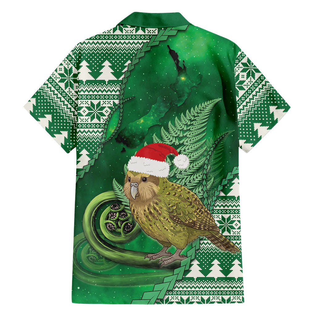 New Zealand Kakapo Christmas In July Family Matching Puletasi and Hawaiian Shirt Silver Fern Santa Xmas Green Color
