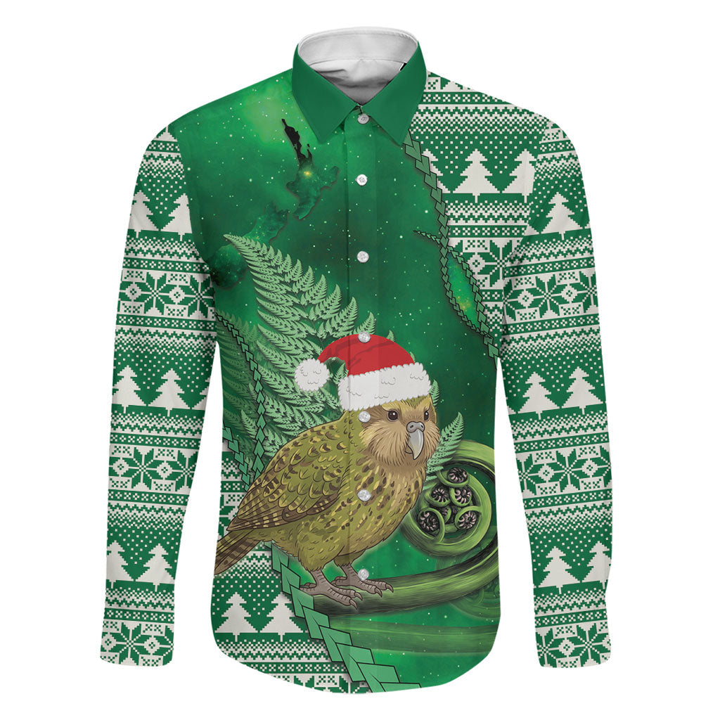 New Zealand Kakapo Christmas In July Family Matching Summer Maxi Dress and Hawaiian Shirt Silver Fern Santa Xmas Green Color