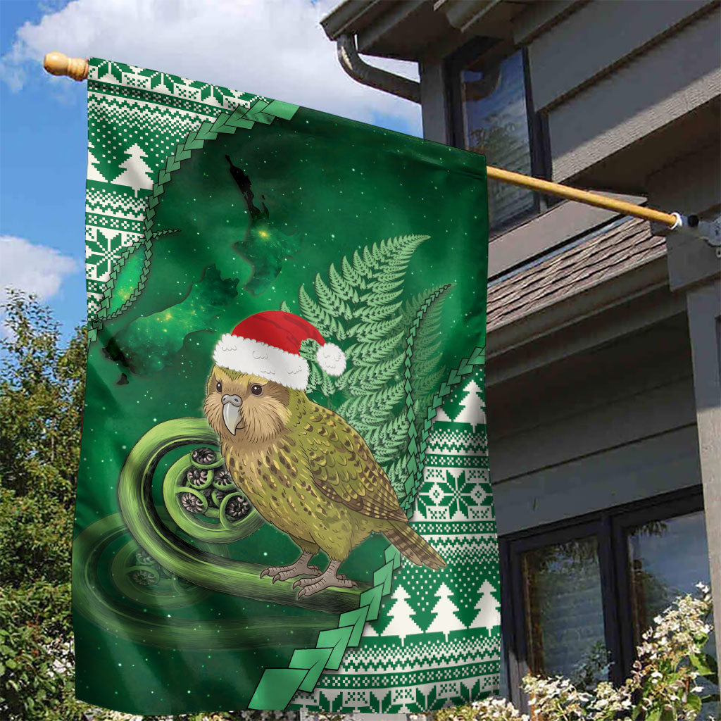 New Zealand Kakapo Christmas In July Garden Flag Silver Fern Santa Xmas Green Color