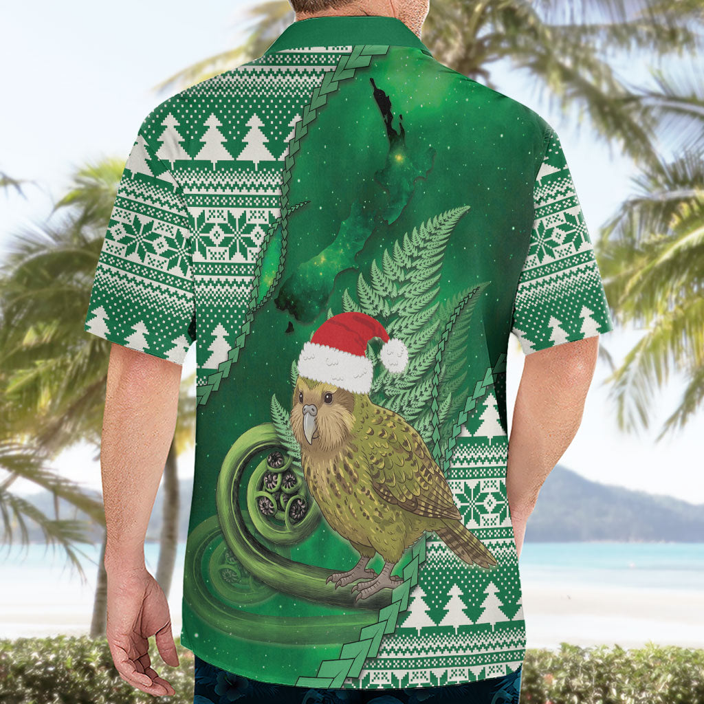 New Zealand Kakapo Christmas In July Hawaiian Shirt Silver Fern Santa Xmas Green Color