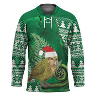 New Zealand Kakapo Christmas In July Hockey Jersey Silver Fern Santa Xmas Green Color