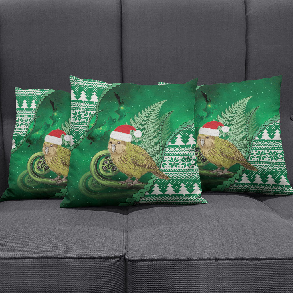 New Zealand Kakapo Christmas In July Pillow Cover Silver Fern Santa Xmas Green Color