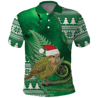 New Zealand Kakapo Christmas In July Polo Shirt Silver Fern Santa Xmas Green Color