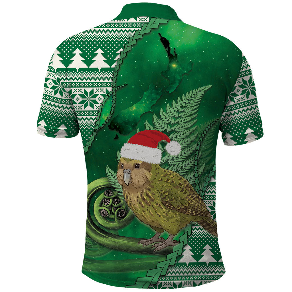 New Zealand Kakapo Christmas In July Polo Shirt Silver Fern Santa Xmas Green Color