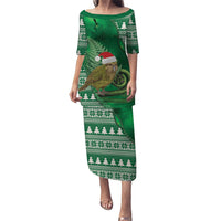 New Zealand Kakapo Christmas In July Puletasi Silver Fern Santa Xmas Green Color
