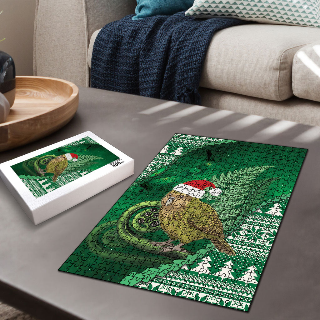 New Zealand Kakapo Christmas In July Puzzle Silver Fern Santa Xmas Green Color