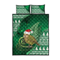 New Zealand Kakapo Christmas In July Quilt Bed Set Silver Fern Santa Xmas Green Color