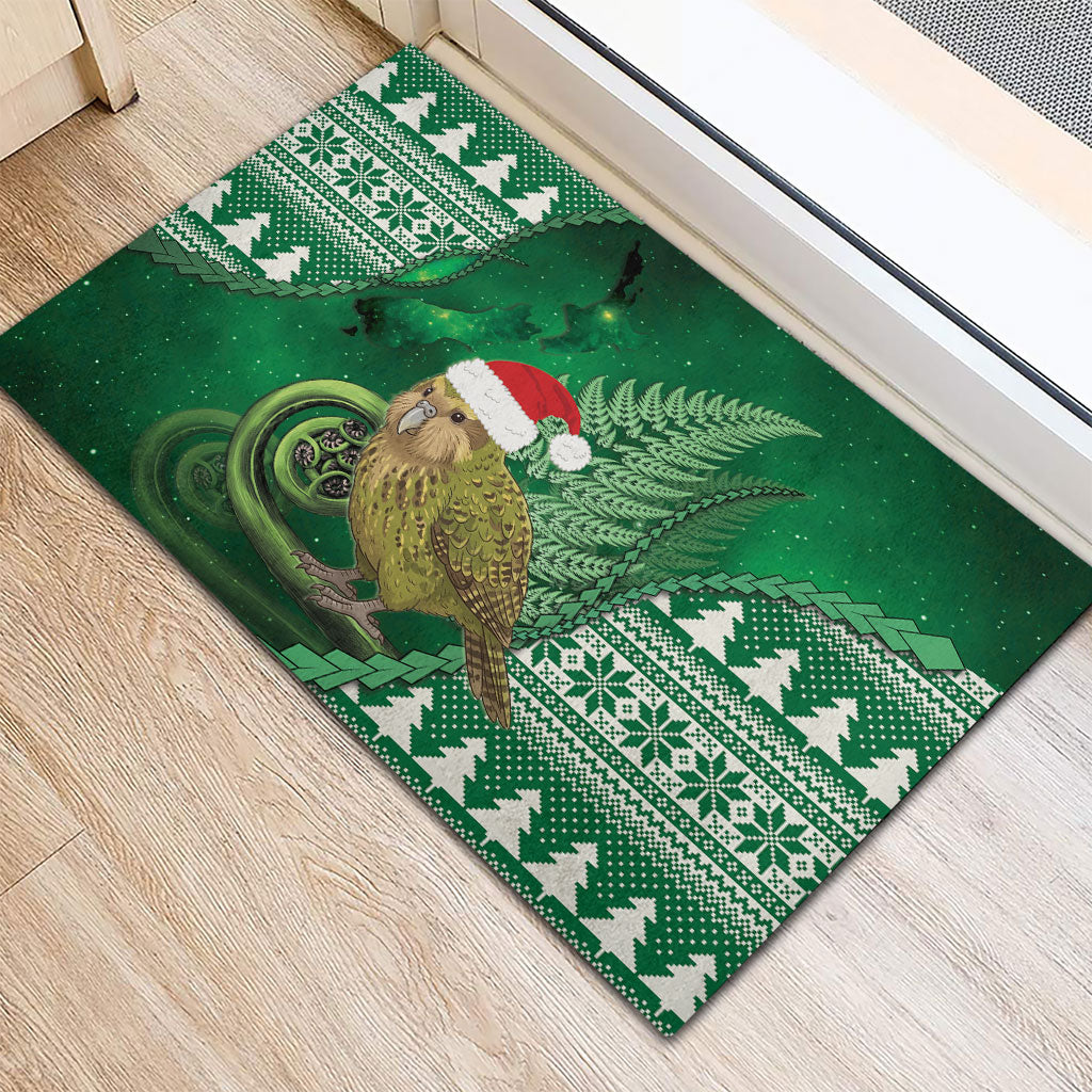 New Zealand Kakapo Christmas In July Rubber Doormat Silver Fern Santa Xmas Green Color