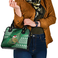 New Zealand Kakapo Christmas In July Shoulder Handbag Silver Fern Santa Xmas Green Color