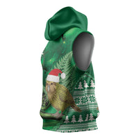 New Zealand Kakapo Christmas In July Sleeveless Hoodie Silver Fern Santa Xmas Green Color
