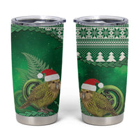 New Zealand Kakapo Christmas In July Tumbler Cup Silver Fern Santa Xmas Green Color