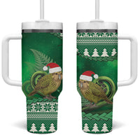 New Zealand Kakapo Christmas In July Tumbler With Handle Silver Fern Santa Xmas Green Color