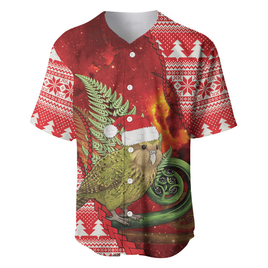 New Zealand Kakapo Christmas In July Baseball Jersey Silver Fern Santa Xmas Red Color