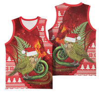 New Zealand Kakapo Christmas In July Basketball Jersey Silver Fern Santa Xmas Red Color