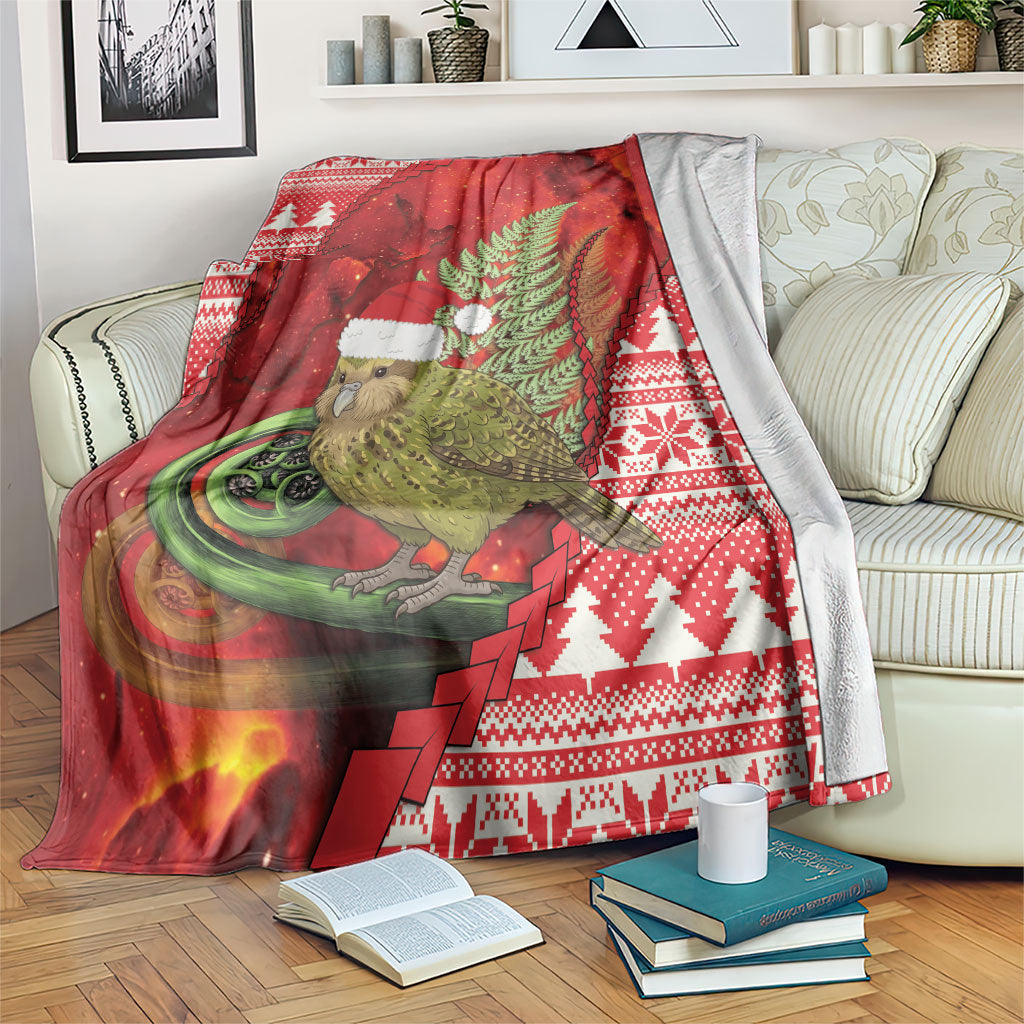 New Zealand Kakapo Christmas In July Blanket Silver Fern Santa Xmas Red Color LT22 Red - Polynesian Pride
