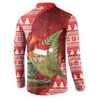 New Zealand Kakapo Christmas In July Button Sweatshirt Silver Fern Santa Xmas Red Color
