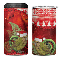 New Zealand Kakapo Christmas In July 4 in 1 Can Cooler Tumbler Silver Fern Santa Xmas Red Color