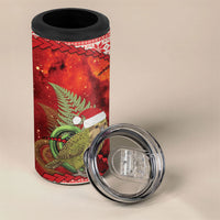 New Zealand Kakapo Christmas In July 4 in 1 Can Cooler Tumbler Silver Fern Santa Xmas Red Color