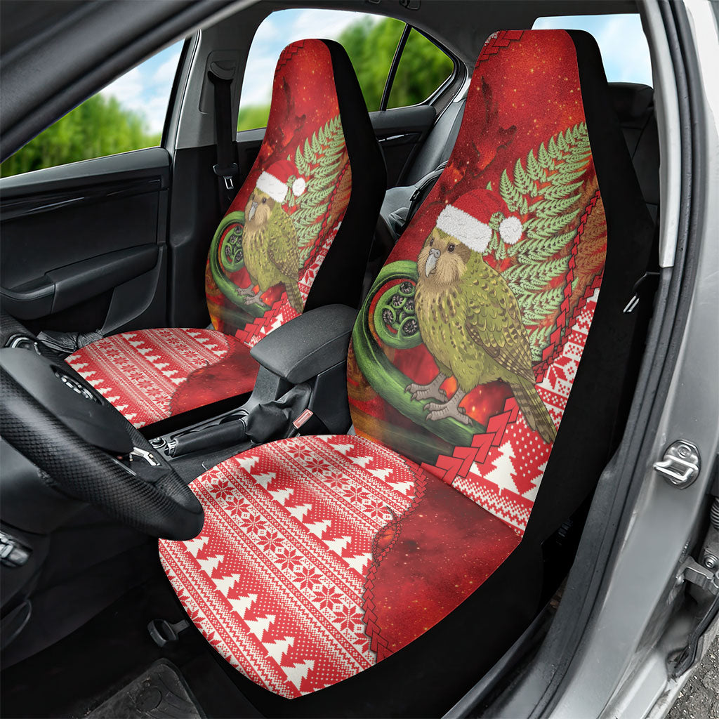 New Zealand Kakapo Christmas In July Car Seat Cover Silver Fern Santa Xmas Red Color