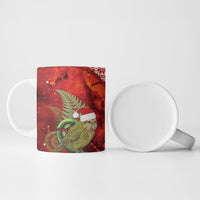 New Zealand Kakapo Christmas In July Ceramic Mug Silver Fern Santa Xmas Red Color