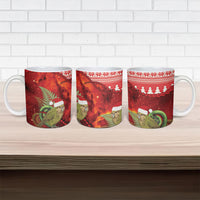 New Zealand Kakapo Christmas In July Ceramic Mug Silver Fern Santa Xmas Red Color