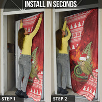 New Zealand Kakapo Christmas In July Door Cover Silver Fern Santa Xmas Red Color