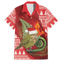 New Zealand Kakapo Christmas In July Family Matching Summer Maxi Dress and Hawaiian Shirt Silver Fern Santa Xmas Red Color