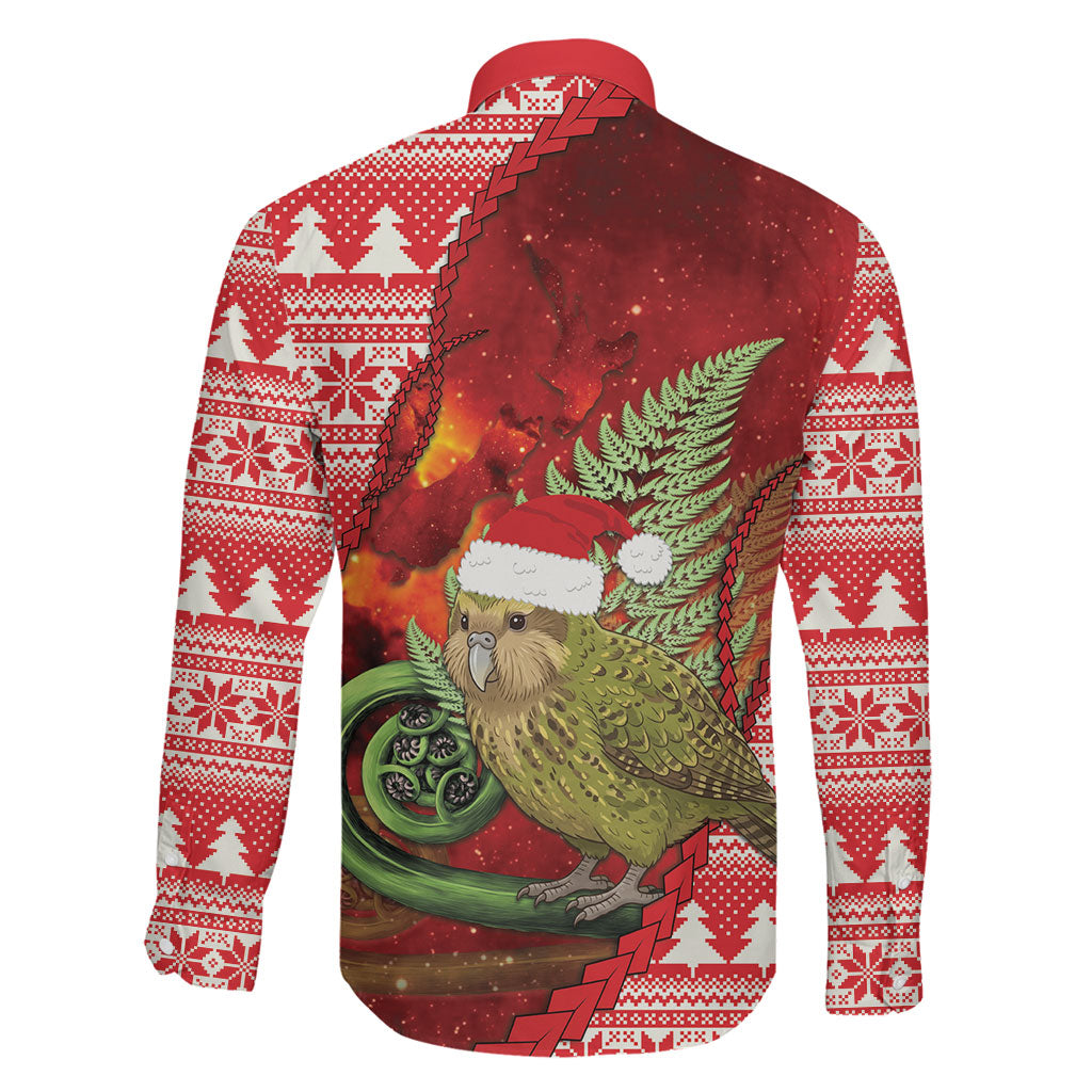 New Zealand Kakapo Christmas In July Family Matching Tank Maxi Dress and Hawaiian Shirt Silver Fern Santa Xmas Red Color