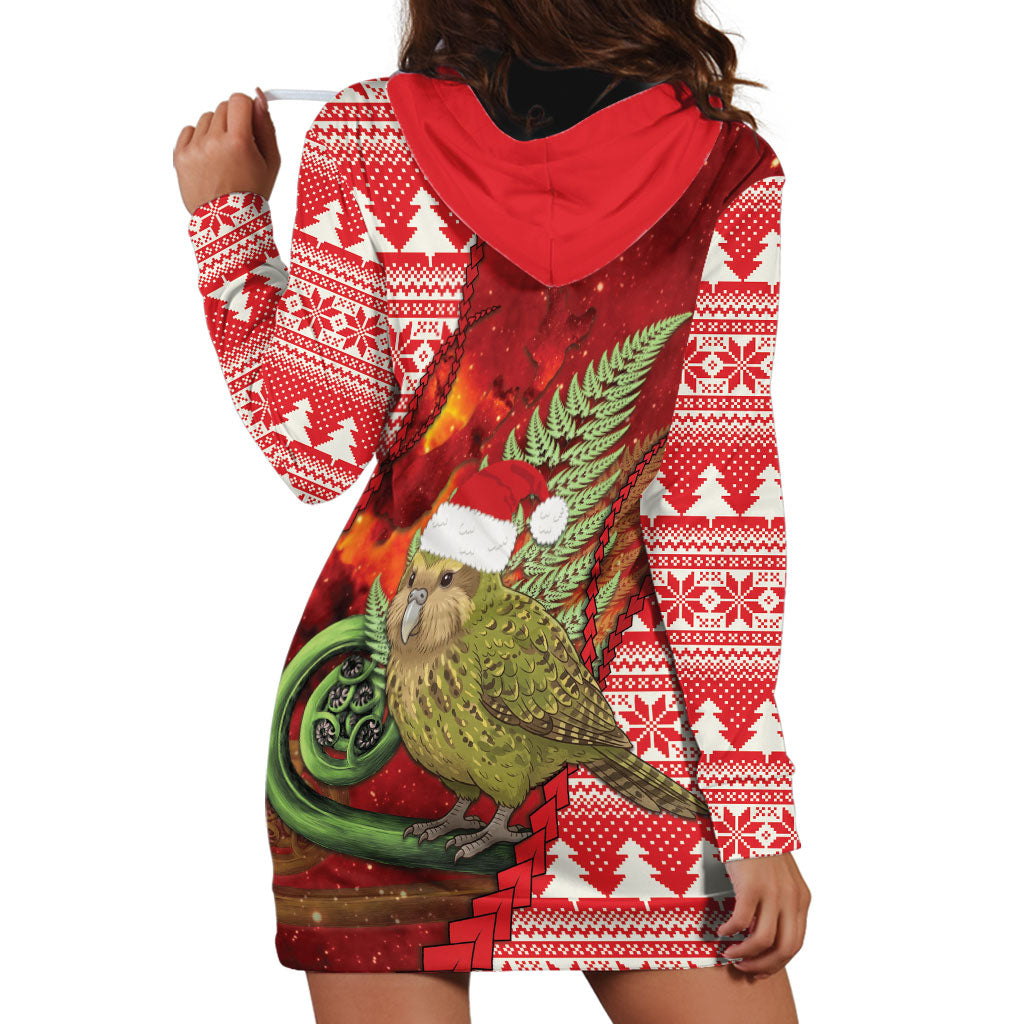 New Zealand Kakapo Christmas In July Hoodie Dress Silver Fern Santa Xmas Red Color