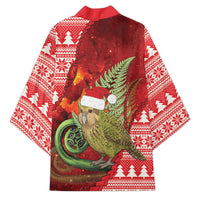 New Zealand Kakapo Christmas In July Kimono Silver Fern Santa Xmas Red Color