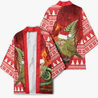 New Zealand Kakapo Christmas In July Kimono Silver Fern Santa Xmas Red Color