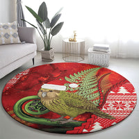 New Zealand Kakapo Christmas In July Round Carpet Silver Fern Santa Xmas Red Color