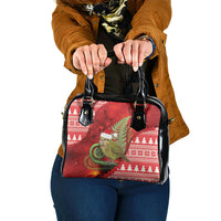New Zealand Kakapo Christmas In July Shoulder Handbag Silver Fern Santa Xmas Red Color