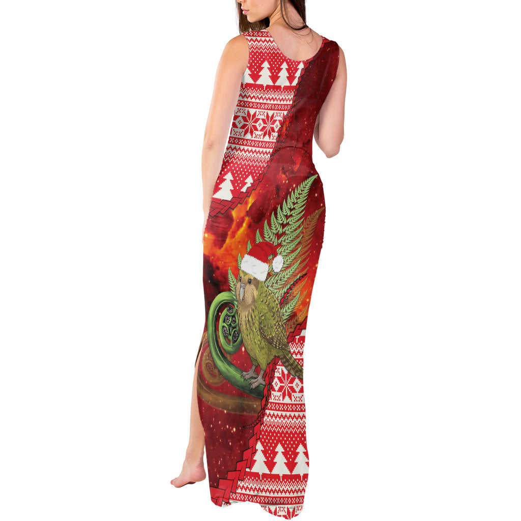 New Zealand Kakapo Christmas In July Tank Maxi Dress Silver Fern Santa Xmas Red Color