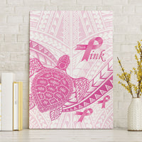 Breast Cancer Awareness Canvas Wall Art Pink Ribbon Turtle Polynesian Pattern White