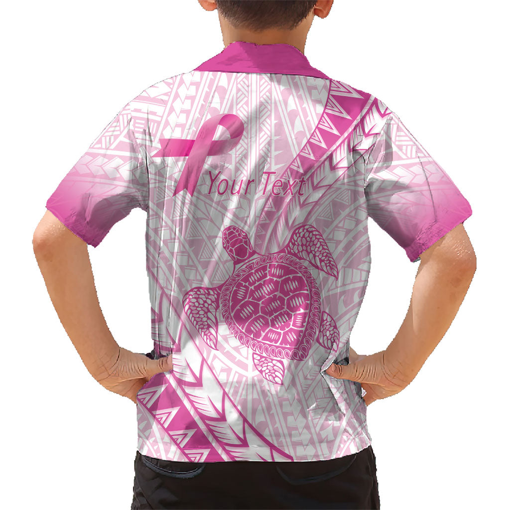 Breast Cancer Awareness Personalised Family Matching Long Sleeve Bodycon Dress and Hawaiian Shirt Pink Ribbon Turtle Polynesian Pattern White LT22 - Polynesian Pride