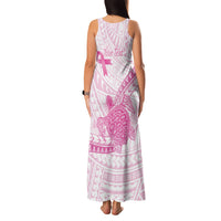 Breast Cancer Awareness Personalised Family Matching Tank Maxi Dress and Hawaiian Shirt Pink Ribbon Turtle Polynesian Pattern White LT22 - Polynesian Pride