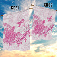 Breast Cancer Awareness Garden Flag Pink Ribbon Turtle Polynesian Pattern White