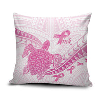 Breast Cancer Awareness Pillow Cover Pink Ribbon Turtle Polynesian Pattern White