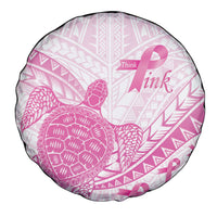 Breast Cancer Awareness Spare Tire Cover Pink Ribbon Turtle Polynesian Pattern White