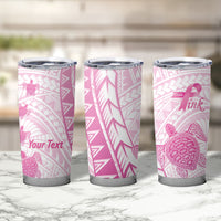 Breast Cancer Awareness Personalised Tumbler Cup Pink Ribbon Turtle Polynesian Pattern White