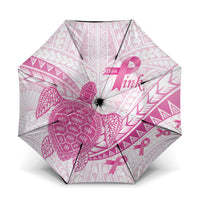 Breast Cancer Awareness Umbrella Pink Ribbon Turtle Polynesian Pattern White LT22 One Size Folded 11.42 inch Opened Diameter 37.4 inch Pink - Polynesian Pride