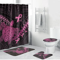 Breast Cancer Awareness Bathroom Set Pink Ribbon Turtle Polynesian Pattern Black LT22 Bathroom Set (4 pcs) Pink - Polynesian Pride