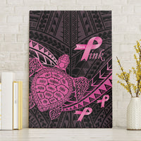 Breast Cancer Awareness Canvas Wall Art Pink Ribbon Turtle Polynesian Pattern Black