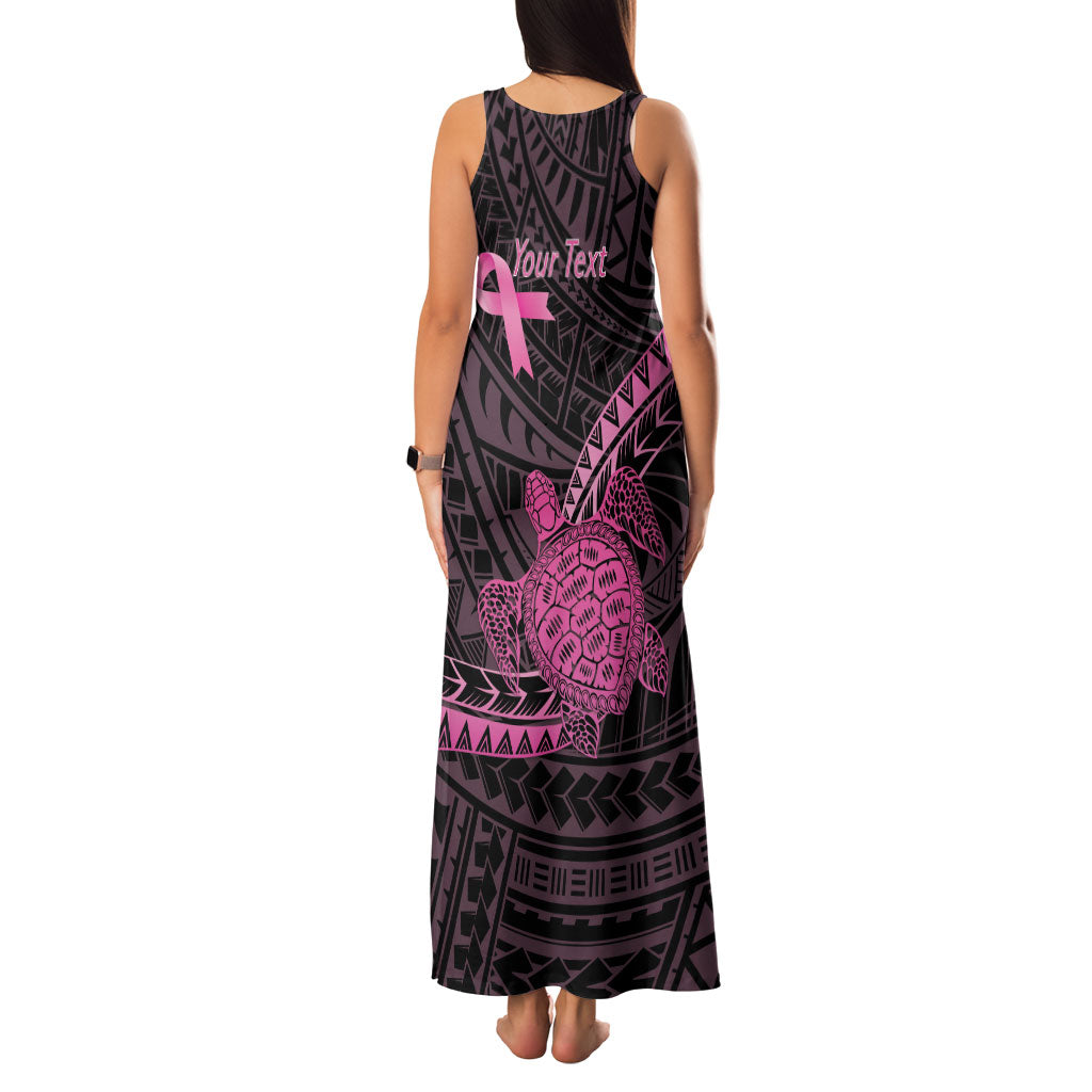 Breast Cancer Awareness Personalised Family Matching Tank Maxi Dress and Hawaiian Shirt Pink Ribbon Turtle Polynesian Pattern Black LT22 - Polynesian Pride