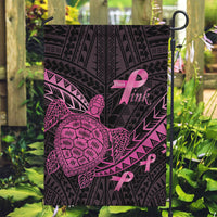 Breast Cancer Awareness Garden Flag Pink Ribbon Turtle Polynesian Pattern Black