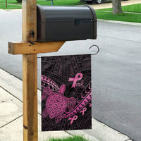 Breast Cancer Awareness Garden Flag Pink Ribbon Turtle Polynesian Pattern Black