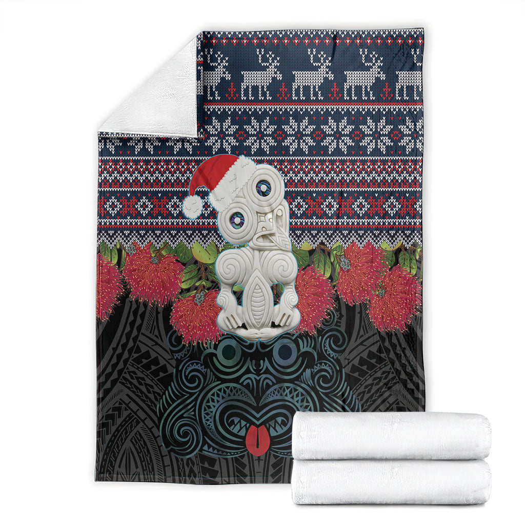New Zealand Hei Tiki Christmas In July Blanket Pohutukawa Santa Xmas Polynesian Pattern