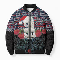 New Zealand Hei Tiki Christmas In July Bomber Puffer Jacket Pohutukawa Santa Xmas Polynesian Pattern